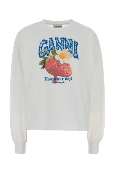 Ganni White Cotton Oversize T Shirt