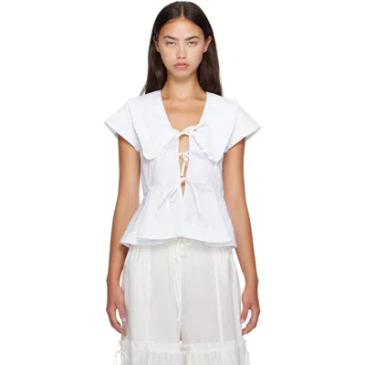 Ganni White Cotton Poplin Blouse