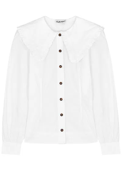 Ganni White Cotton-poplin Shirt