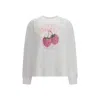 Ganni Raspberry Pattern Long-sleeve T-shirt In White