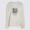 Ganni Off-white Isoli Kittens Drop Shoulder Sweatshirt In White