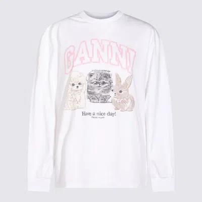 Ganni White Cotton Sweatshirt