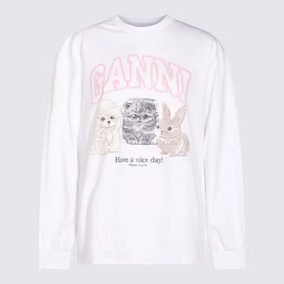 Ganni White Cotton Sweatshirt