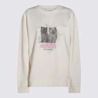 Ganni Off-white Isoli Kittens Drop Shoulder Sweatshirt