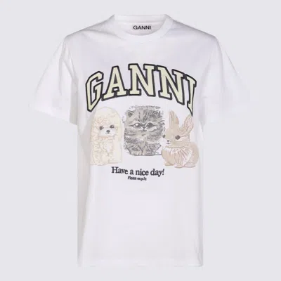 Ganni White Cotton T-shirt