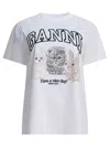 Ganni White Crewneck T-shirt With Maxi Logo On The Front