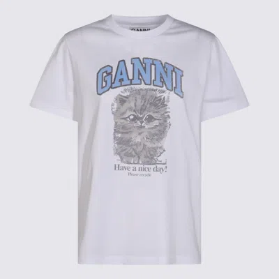 GANNI GANNI WHITE COTTON T-SHIRT