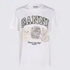 Ganni Women White Crewneck T-shirt With Maxi Logo On The Front In Cotton Woman In White