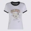 Ganni Women White Crewneck T-shirt With Maxi Logo On The Front In Cotton Jersey Woman In White