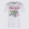 Ganni Graphic Print Crew Neck Short Sleeve Top In White