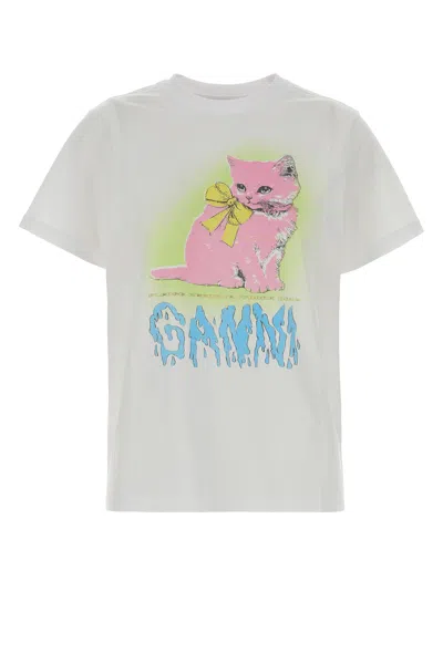 GANNI GANNI WHITE COTTON T-SHIRT