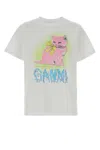 Ganni Women White Crewneck T-shirt With Maxi Logo On The Front In Cotton Jersey Woman In White