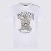 Ganni Leopard Print Relaxed Jersey T-shirt In White