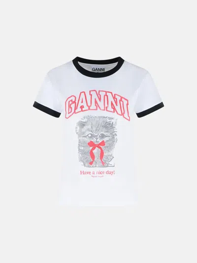 Ganni White Cotton T-shirt