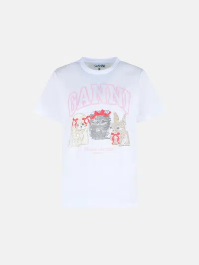 Ganni White Cotton T-shirt