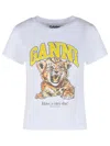 Ganni Organic Cotton T-shirt With Front Print In White