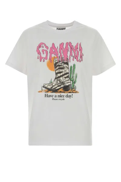 Ganni White Cotton T Shirt