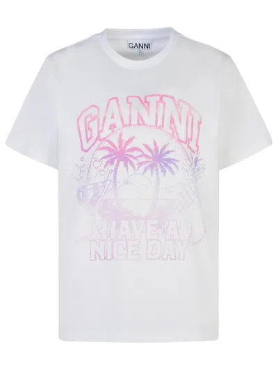Ganni White Cotton T-shirt