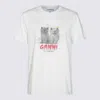 Ganni Printed Cotton T-shirt In Illusion Blue