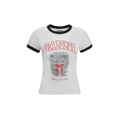 GANNI WHITE COTTON T-SHIRT