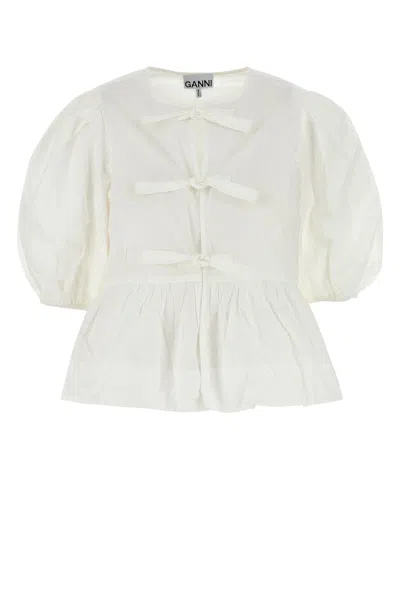 Ganni White Cotton Top