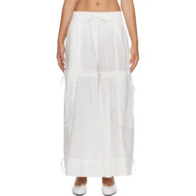 Ganni White Cotton Trousers In 151 Bright White