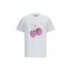 Ganni Raspberry Printed T-shirt In White