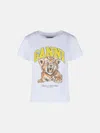 Ganni Organic Cotton T-shirt With Front Print In White