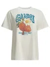 Ganni Womens Bright White Jersey Strawberry Printed Round-neck Cotton-jersey T-shirt In White