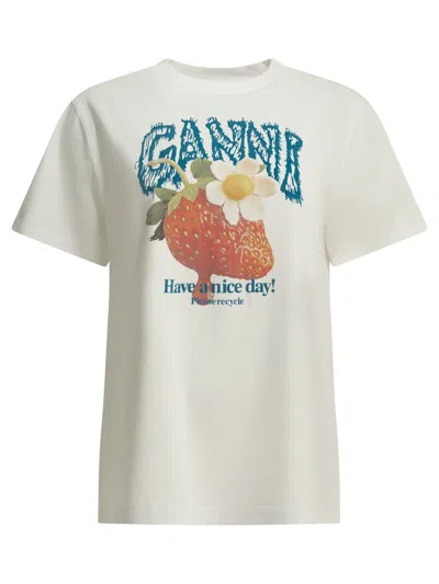 GANNI GANNI WHITE COTTON T-SHIRT