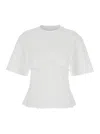 Ganni White Crewneck T-shirt With Front Embellishments And Rear Bow Closure In Cotton Woman In White