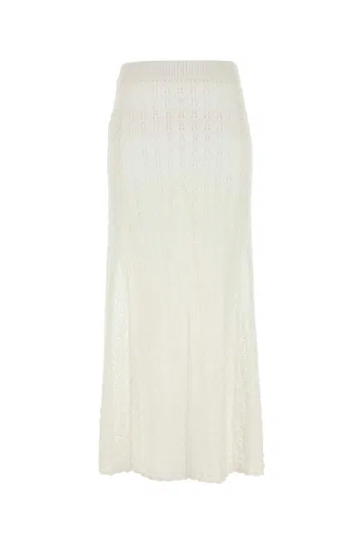 Ganni Women White Crochet Skirt