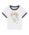 Ganni Kitty-print Ringer Top In White