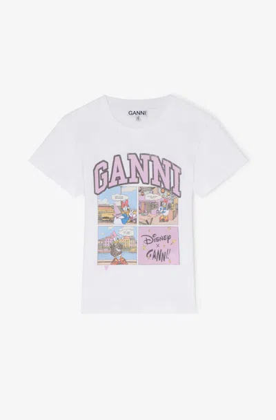 Ganni White Daisy Duck Baby Fit T-shirt - Size Xl Recycled Cotton