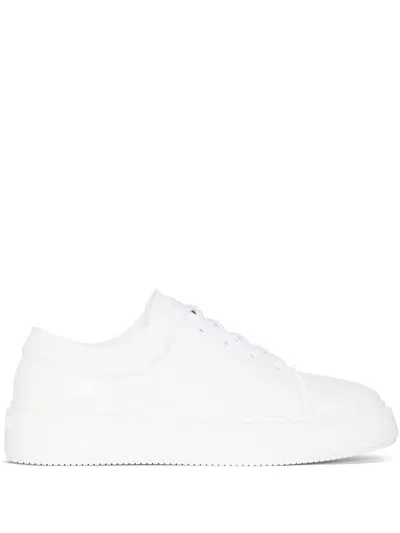 Ganni White Faux Leather Sporty Sneakers