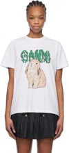 Ganni Printed Organic Cotton-jersey T-shirt In 151 Bright White