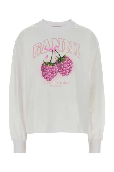 Ganni White Graphic Crew Neck Sweatshirt