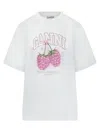 Ganni Raspberry Printed T-shirt In White