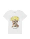 Ganni Organic Cotton T-shirt With Front Print In White