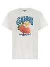 Ganni Womens Bright White Jersey Strawberry Printed Round-neck Cotton-jersey T-shirt In White