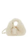 Ganni White Handbag With Adjustable And Removable Shoulder Strap And Top Zip Closure In Ecofur In White