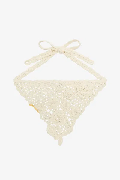 Ganni White Head Scarf In Pink