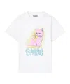 Ganni Organic Cotton T-shirt Featuring Kitty Graphic In White