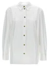 Ganni Lace-up Shirt With Adjustable Waist Tie In White