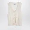 Ganni Mohair Lace Up Sleeveless Vest In Beige