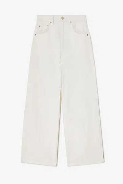 Ganni White Lari Straight Jeans In Brown