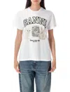 Ganni Women White Crewneck T-shirt With Maxi Logo On The Front In Cotton Woman