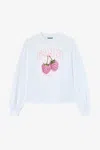 Ganni Raspberry Pattern Long-sleeve T-shirt In White