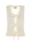 Ganni Egret Light Mohair Tie String Vest In Cream