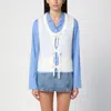 Ganni White Mohair Lace-up Vest In Beige